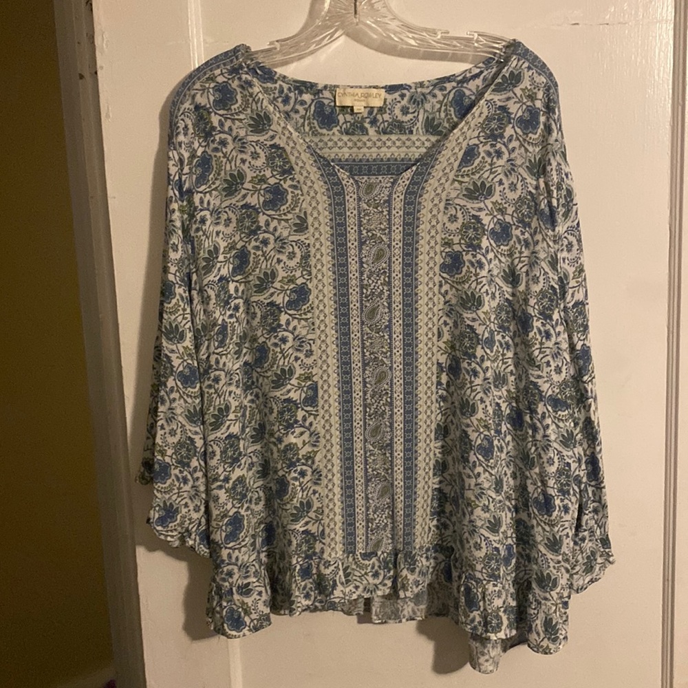 3X Flowy Top with Ruffle Bell Sleeves